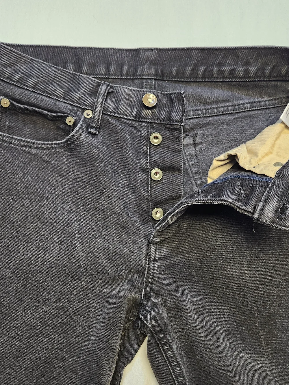 Rag & Bone Black Fit Straight Mens Button Fly Jeans Size 30x30 Excellent Fade